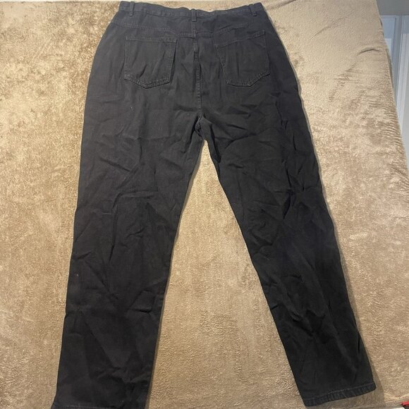 NWT Pretty Little Thing Jeans Womens 14 Plus Black Slim Split High Rise Pants - Picture 4 of 7